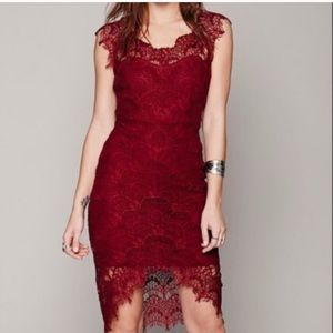 Free People Burgundy Lace Dress Size Small